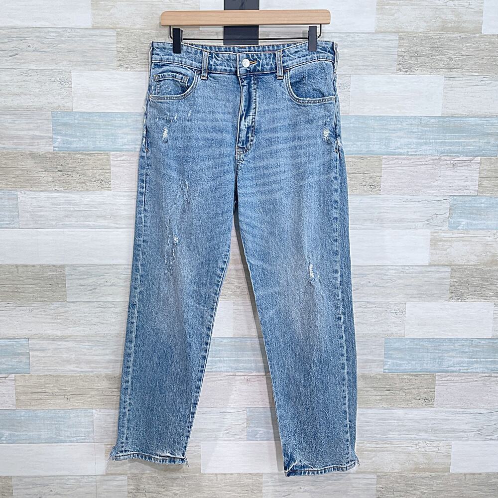 Pilcro & The Letterpress Distressed High Rise Mom Jeans Anthropologie Womens 28